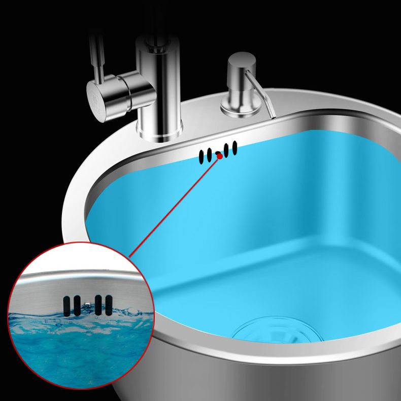 Round Kitchen Sink Stainless Steel Drop-In Basket Strainer Kitchen Sink with Faucet