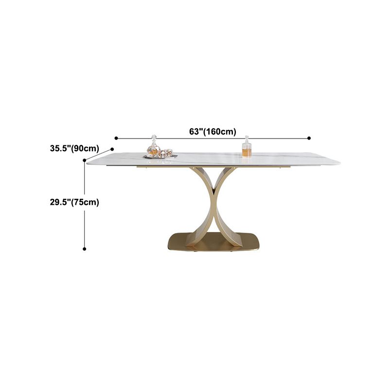 Nordic Sintered Stone Top Dining Set Rectangle 1/3/4/5/7 Pieces Dinette Table Set