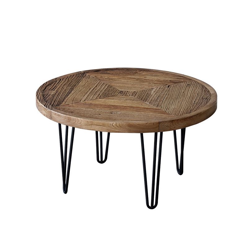 Mid-century Modern Cocktail Table Brown Elm Wood Top Metal Base Round/square Coffee Table