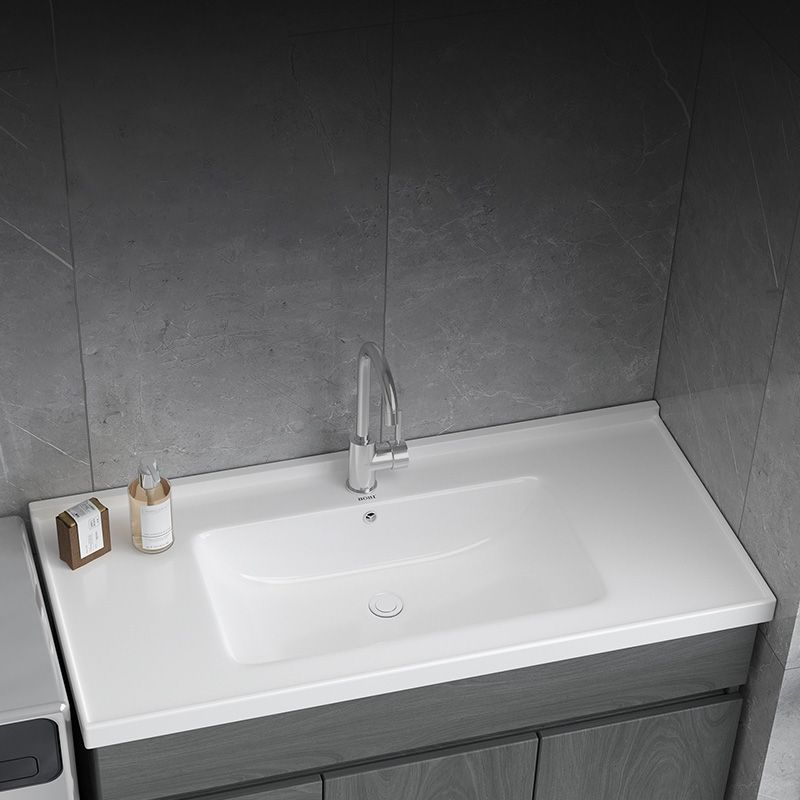 Contemporary Bathroom Sink Rectangular Porcelain Drop-in Bathroom Sink with Pop-Up Drain