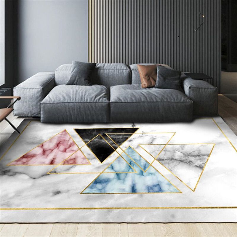 Simple Marble Surface Area Rug Contemporary Stylish Indoor Carpet Polyester Friendly Washable Rug for Home Decor