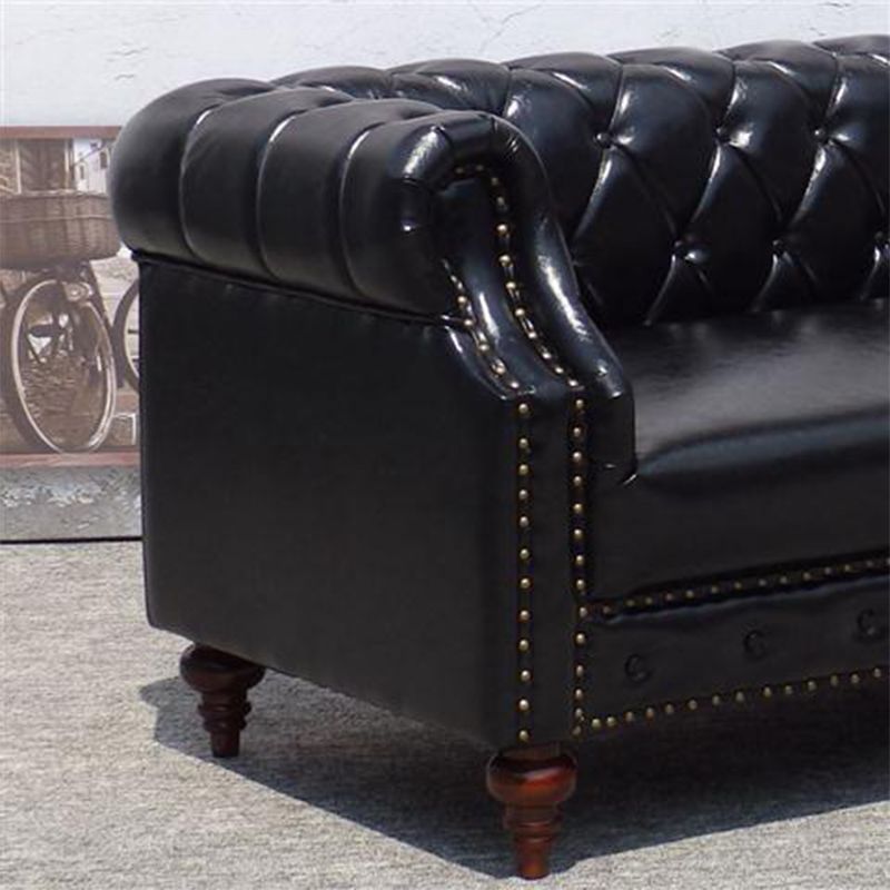 29.13" Wide Tuxedo Arm Sofa Contemporary Genuine Leather Sofa with Tufted Back