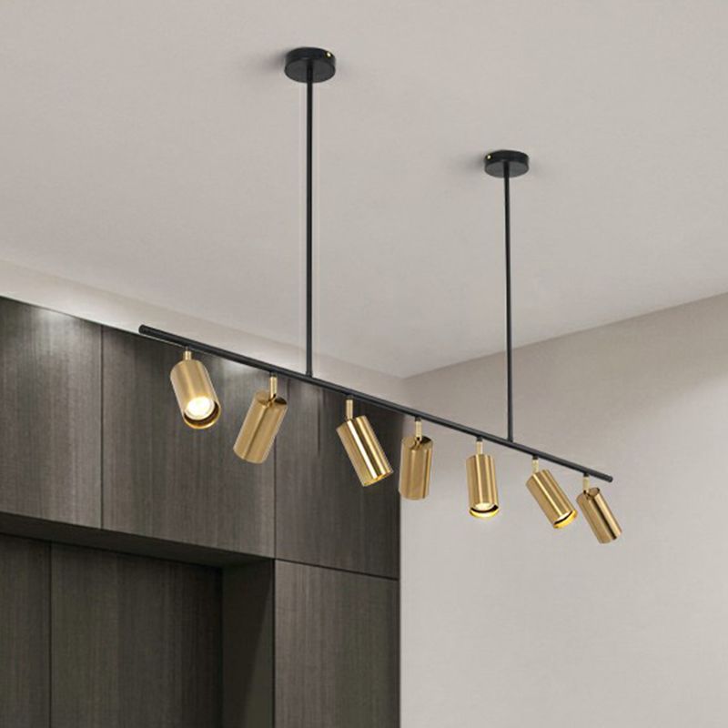 Electroplated Gold Tube Spotlight Postmodern Metal Island Ceiling Light for Dining Room