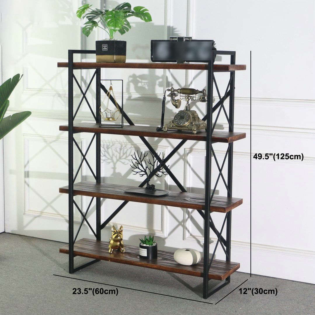 Industrial Style Etagere Bookshelf Open Shelf Bookcase with Rectangular Shelves