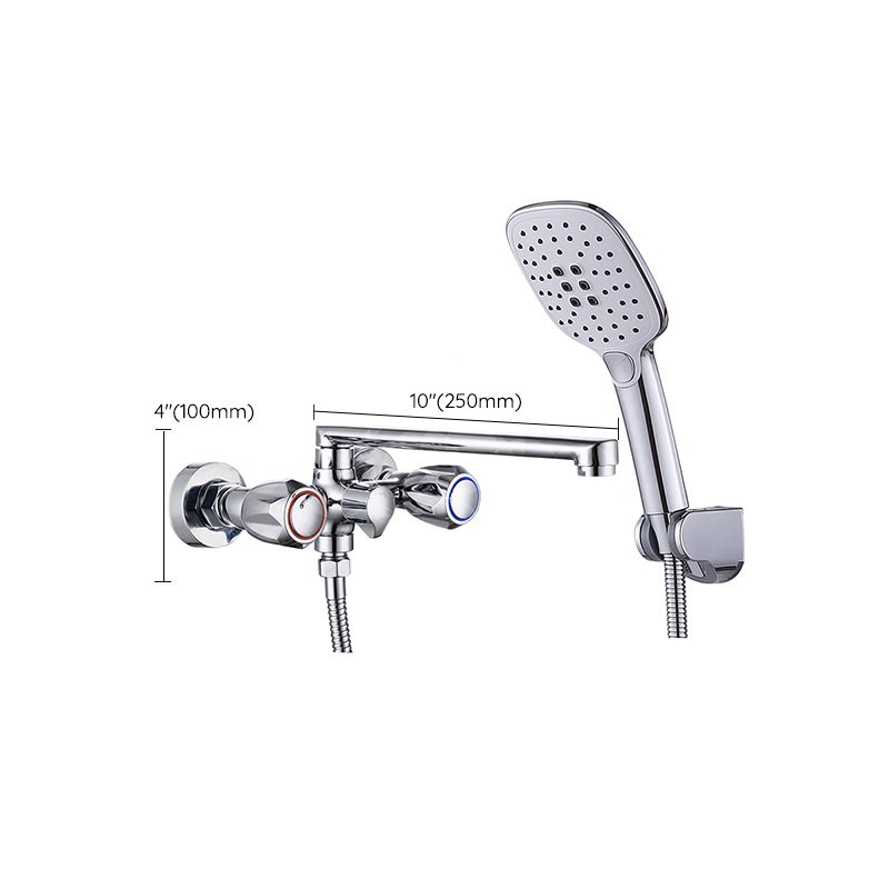 Contemporary Tub Faucet Trim Chrome Wall Mounted Swivel Spout with Handheld Shower