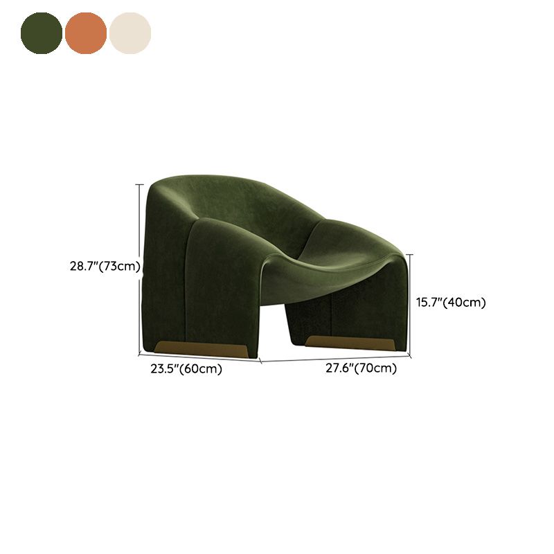 Scandinavian Arm Chair Solid Color Sloped Arms Sled Fixed Back Accent Armchair