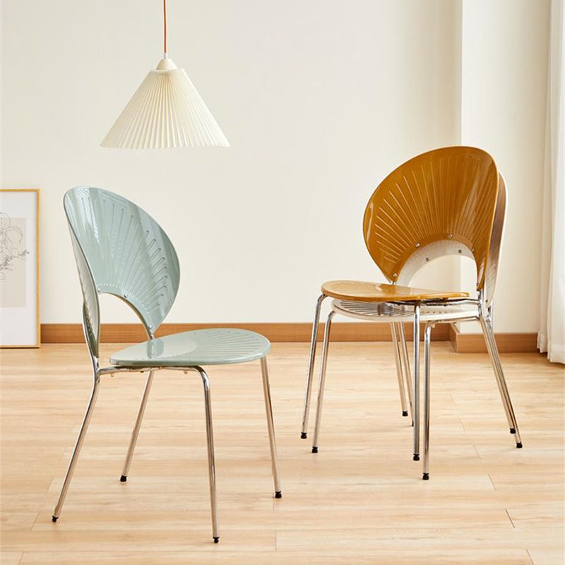 Nordic Metal Side Chair Low Back Armless Chair for Patio Use