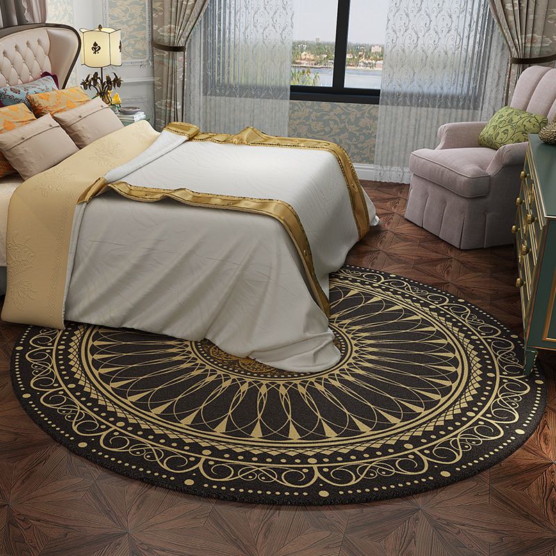 Multi-Colored Bedroom Area Rug Moroccan Mandala Print Rug Synthetics Non-Slip Backing Washable Stain Resistant Rug
