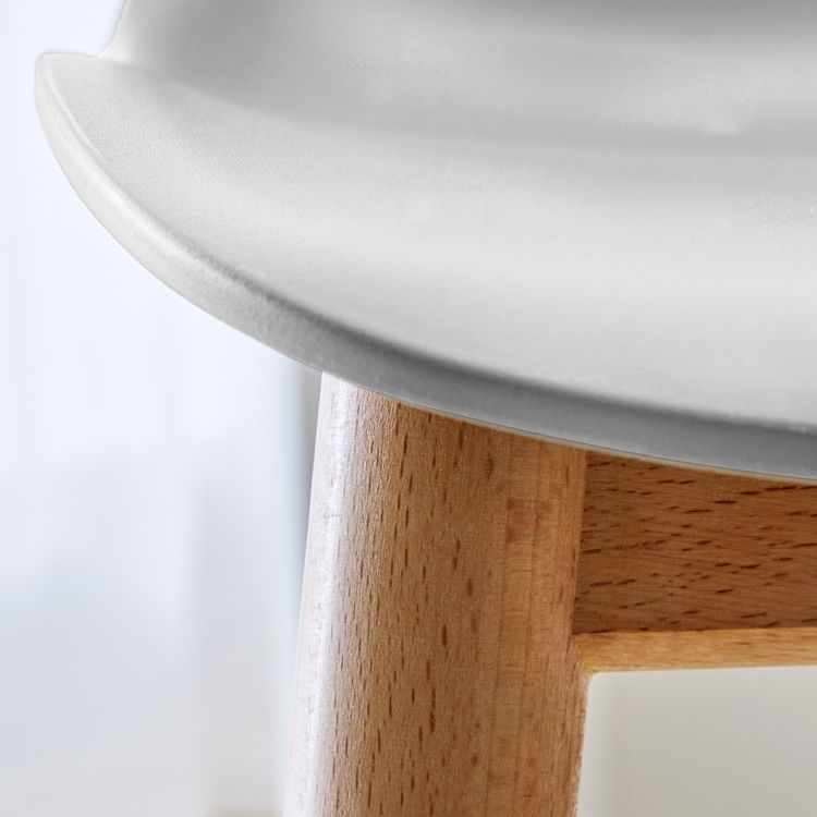 Contemporary Acrylic Backrest Counter High Stool with Wooden Base