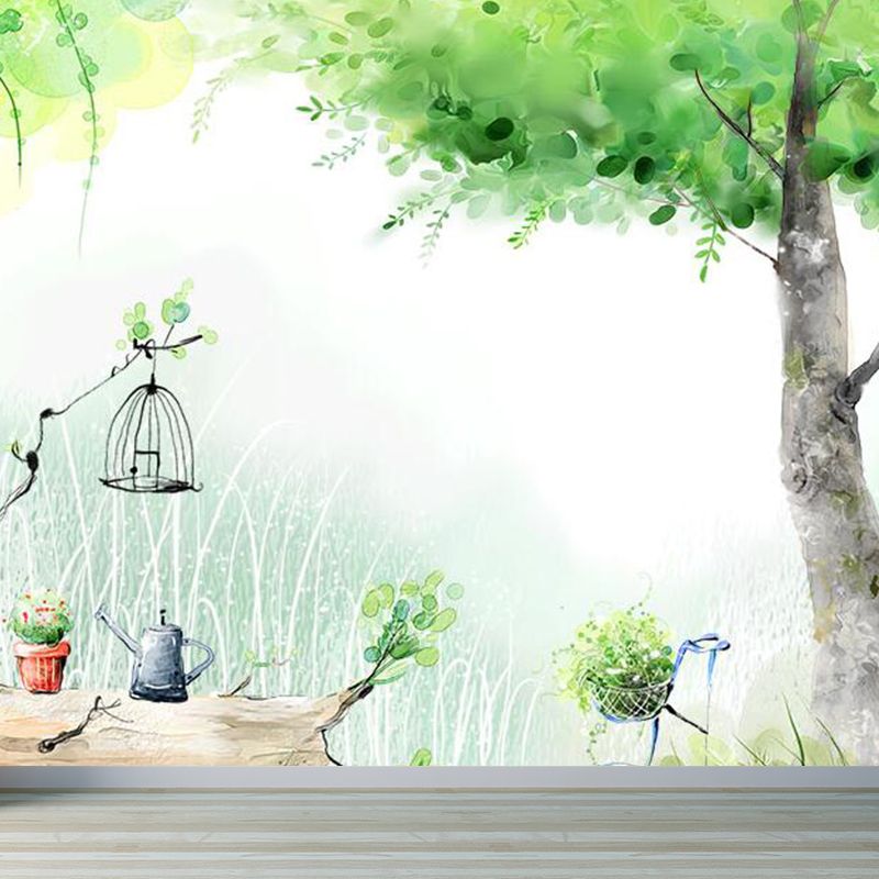 Botanical Mural Wallpaper Pastel Color Contemporary Wall Covering for Living Room