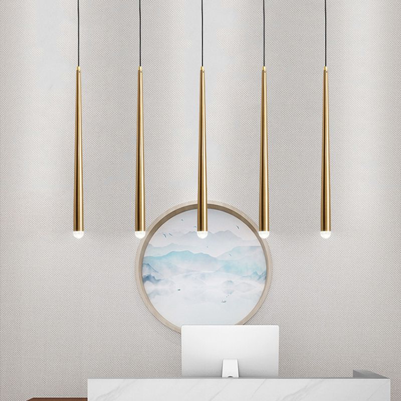 Modern Style Line Shade Hanging Light Metal Multi Light Pendant Lamp for Bedroom