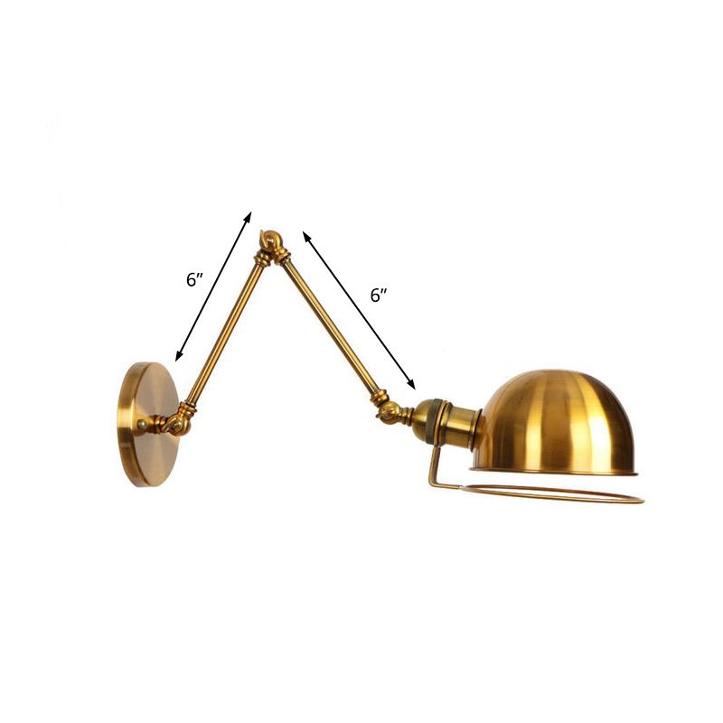 1 Light Swing Arm Wall Lighting Vintage Style Brass/Copper Metallic Wall Mount Light with Bowl Shade