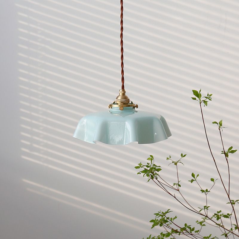 Nordic Style Macaron Pendant Light Metal Glass Hanging Light for Bedside