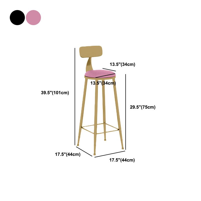 Nordic Glam Bar Stool Round Bar Stool with Metal Legs for Home