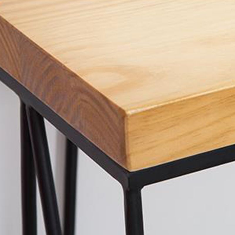 Modern Solid Wood Bar Dining Table Rectangle Bar Table with Storage Shelf