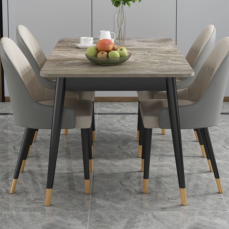 Rectangle Contemporary Style Dining Room Set Sintered Stone Dining Furniture Set with 4 Legs Table