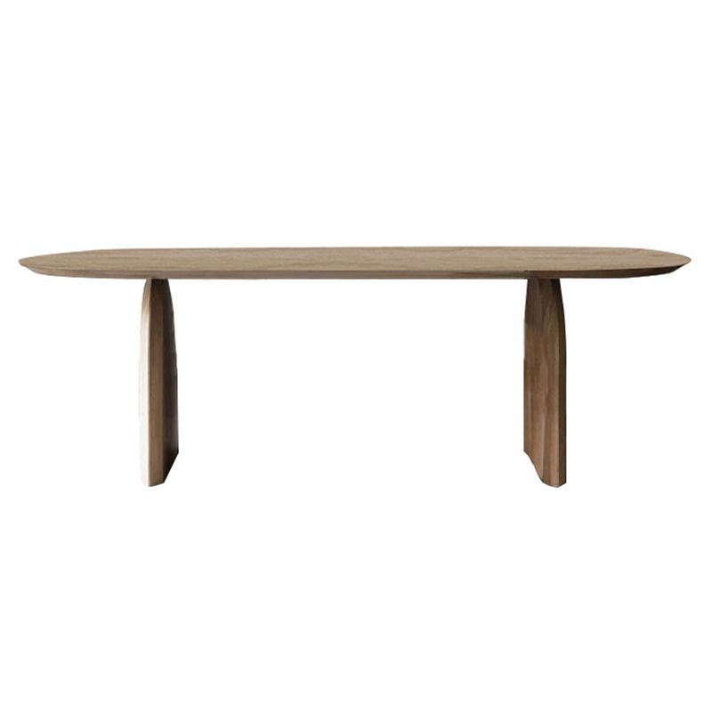 Table de bois massif en pin ovale table à manger moderne avec double piédestal pour restaurant