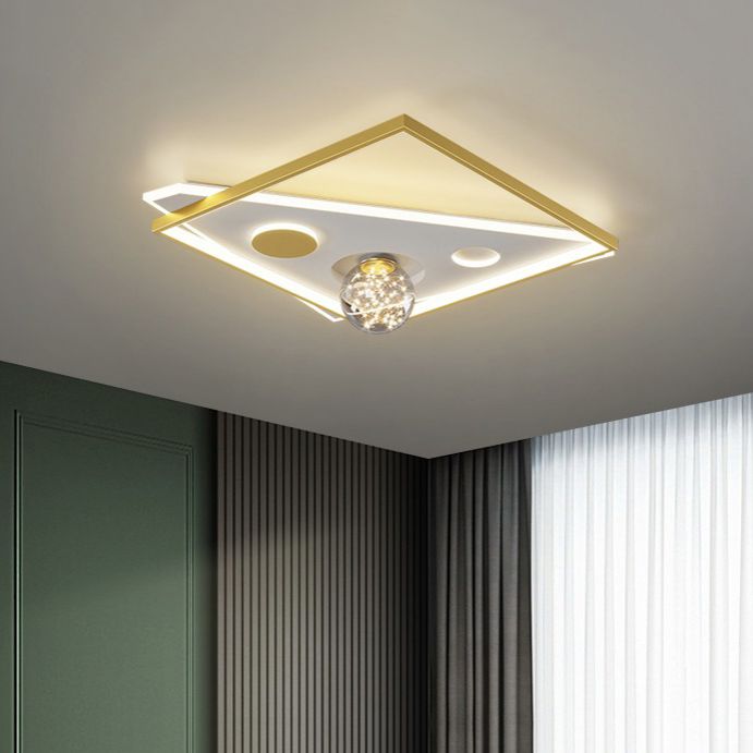 Simplicity Lighting Fixture Gypsophila LED Flush Mounted Ceiling Lights with Glass Shade