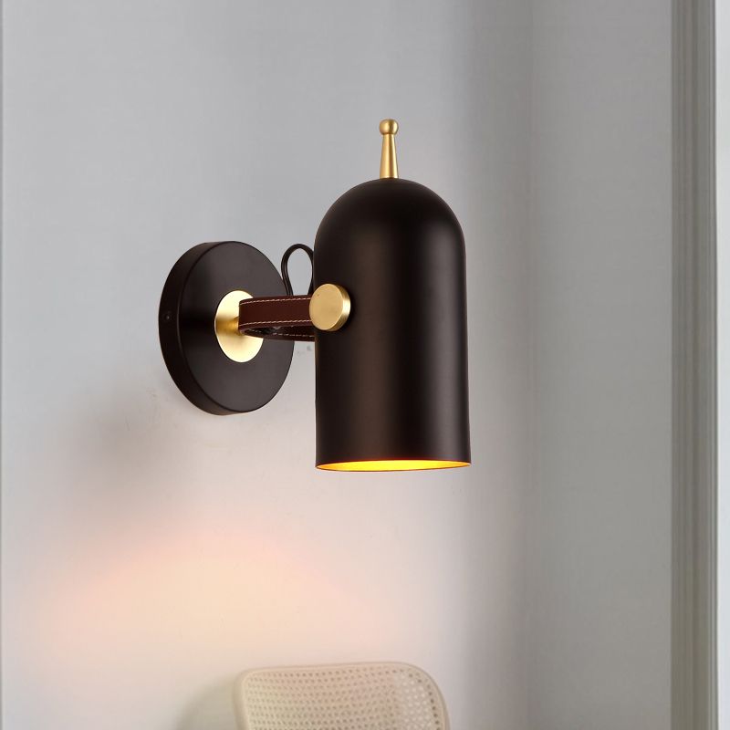 1 Bulb Stair Wall Light Contemporary Black LED Wall Mounted Lighting with Elongated Dome Iron Shade