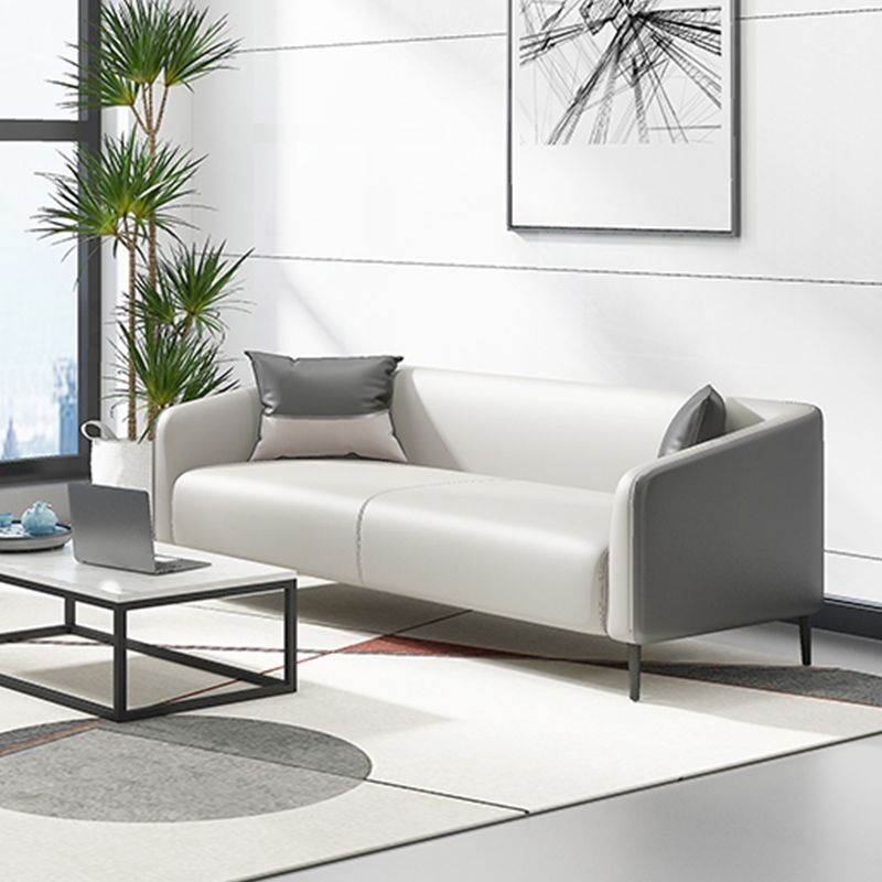 28.34" H Genuine Leather Tuxedo Arm Sofa Contemporary Standard Sofa