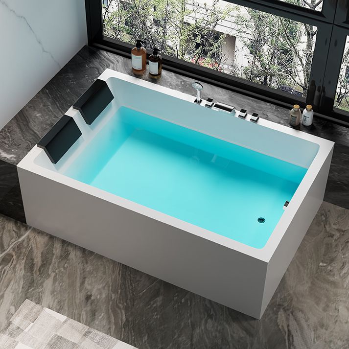 Modern Rectangular Acrylic Bathtub Stand Alone Soaking White Bath