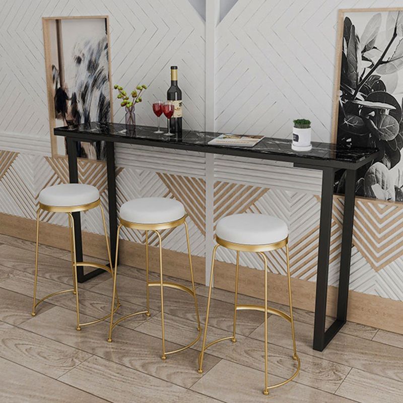 Marble Top Bar Table Rectangle Contemporary Style Pub Table for Home
