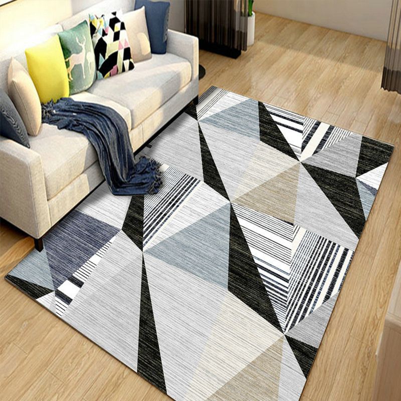 Colorful Triangle Print Rug Multicolor Modern Style Rug Synthetics Washable Stain Resistant Anti-Slip Rug for Home