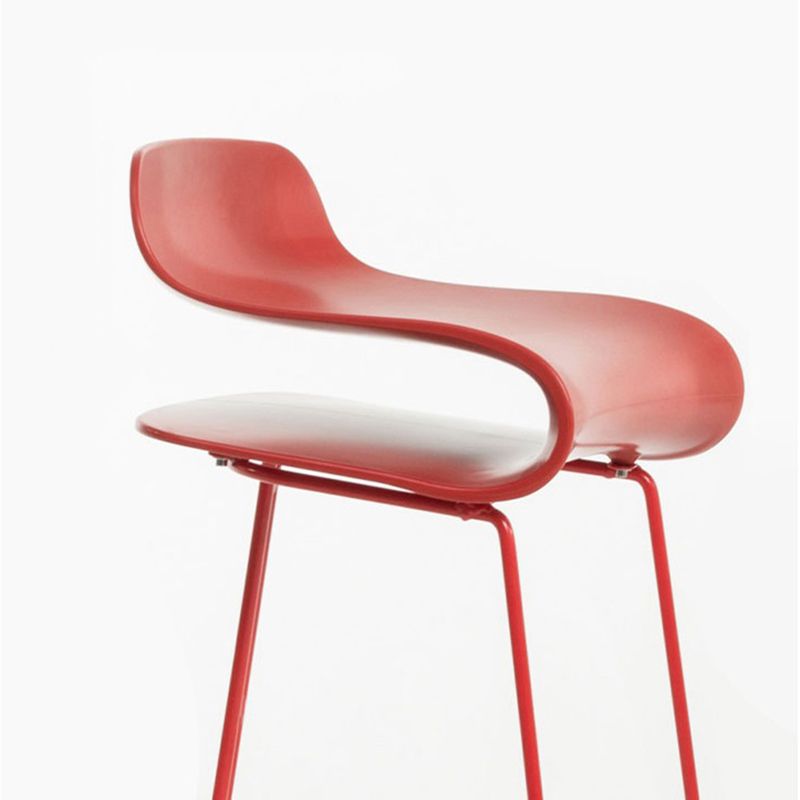 Nordic Stainless Steel Simple Barstool Low Back Indoor Tall Stool with Plastic Seat