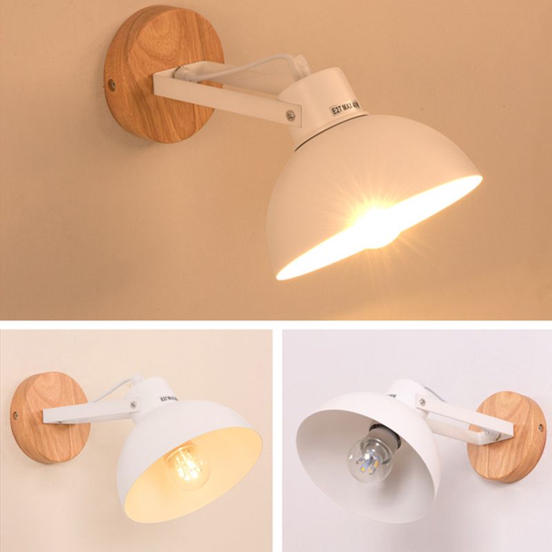 1 Lichtkuppel massiv Holz Wandleuchten mit Schwingarm 9,5 "Höhe Nordischer Stil Einfachheit Wandhalterung Licht