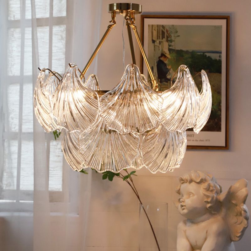 Modern Style Glass Chandelier Shell Shape Hanging Lamp for Bar Restaurant