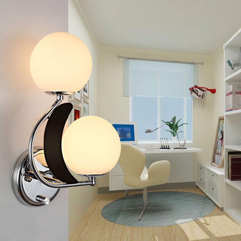 Luminaires d'éclairage Globe Sconce MODERNE LIGHT SIGHT SIGHT LAME MURD AVEC LA COMMANDE D'HERBE BLANC