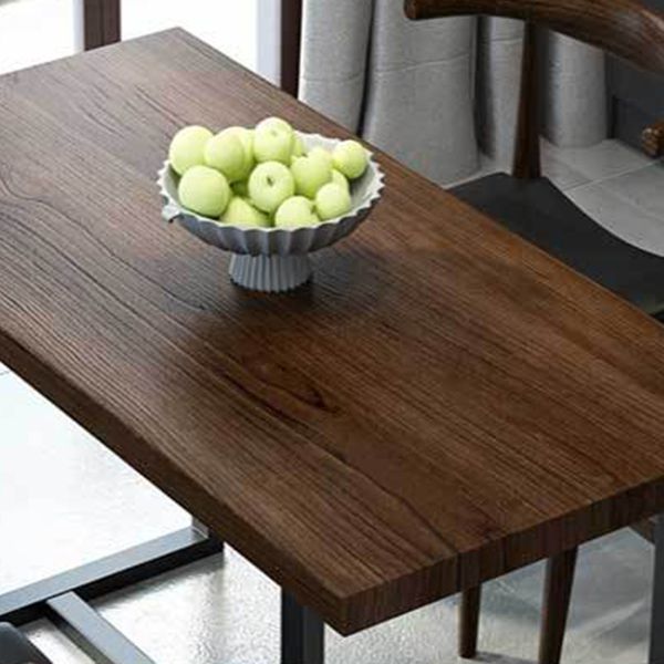 Industrial 1/2/5 Pieces Furniture Rectangle Solid Wood Dining Set in Brown