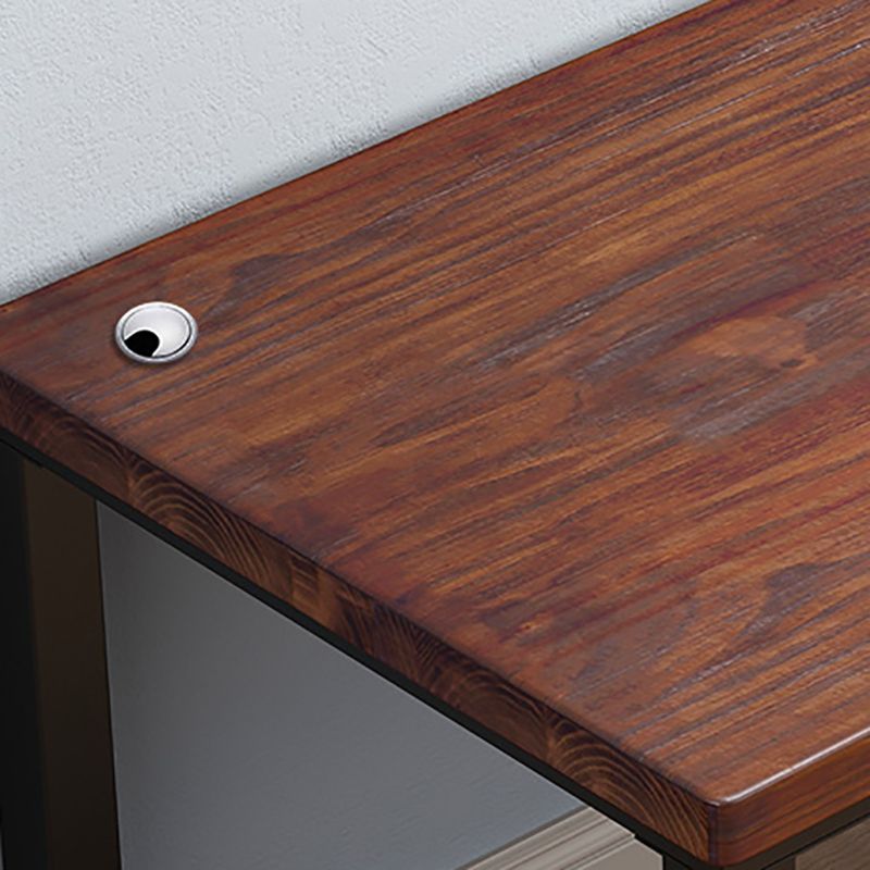 Industrial Rectangular Home Office Desk Solid Wood Writing Desk with Metal Legs