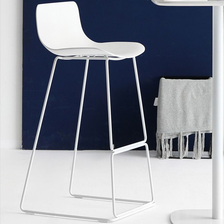 Contemporary Armless Plastic Low Back Bar Stools with Metal Base