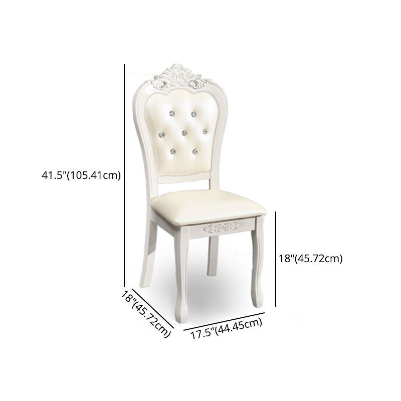 Victorian Style Marble Dining Set with White Rectangle Shape Table and 4 Legs Base for Home Use