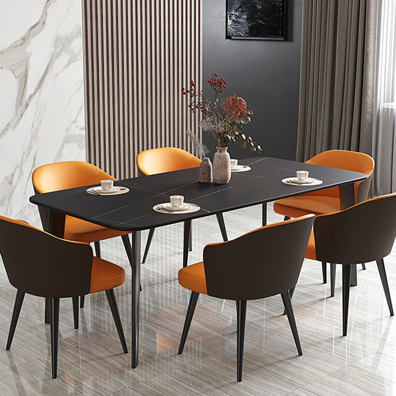 Black Steel 4-foot Table Industrial Rectangle Stone Top Dining Room Table