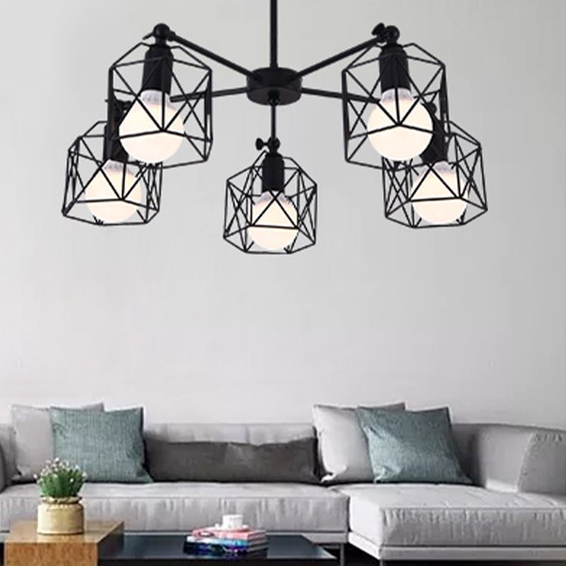 Nordic Style Ceiling Light Iron Frame Shape Adjustable Ceiling Lamp for Bedroom