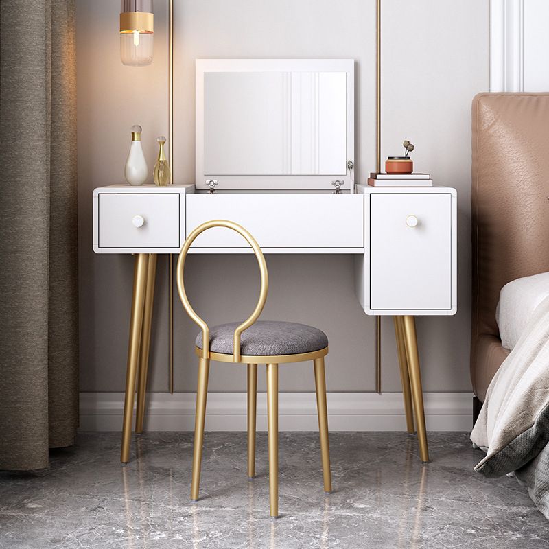 Flip-Top Vanity Set Contemporary 2 Drawers Makeup Dressing Table