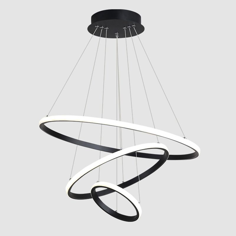 Metal Circular Pendant Lighting Fixture Modern Style LED Hanging Chandelier