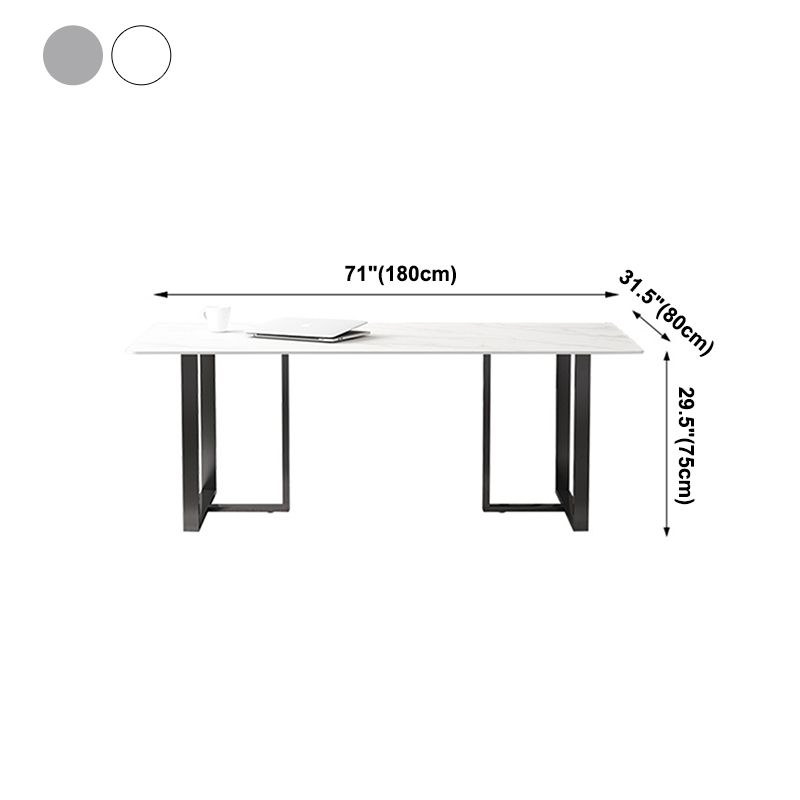 Rectangle Double Pedestal Industrial Table Fixed Table with Sintered Stone