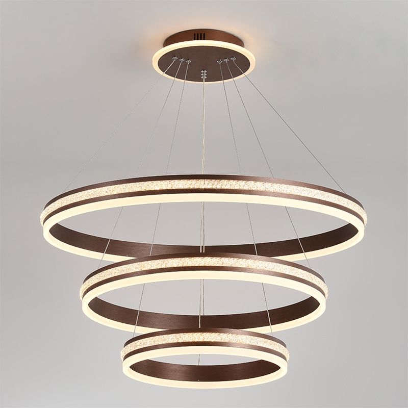 Minimalistische stijlniveaus Kroonluchter verlichting Acryl -salon LED Ring Suspensie Licht armatuur