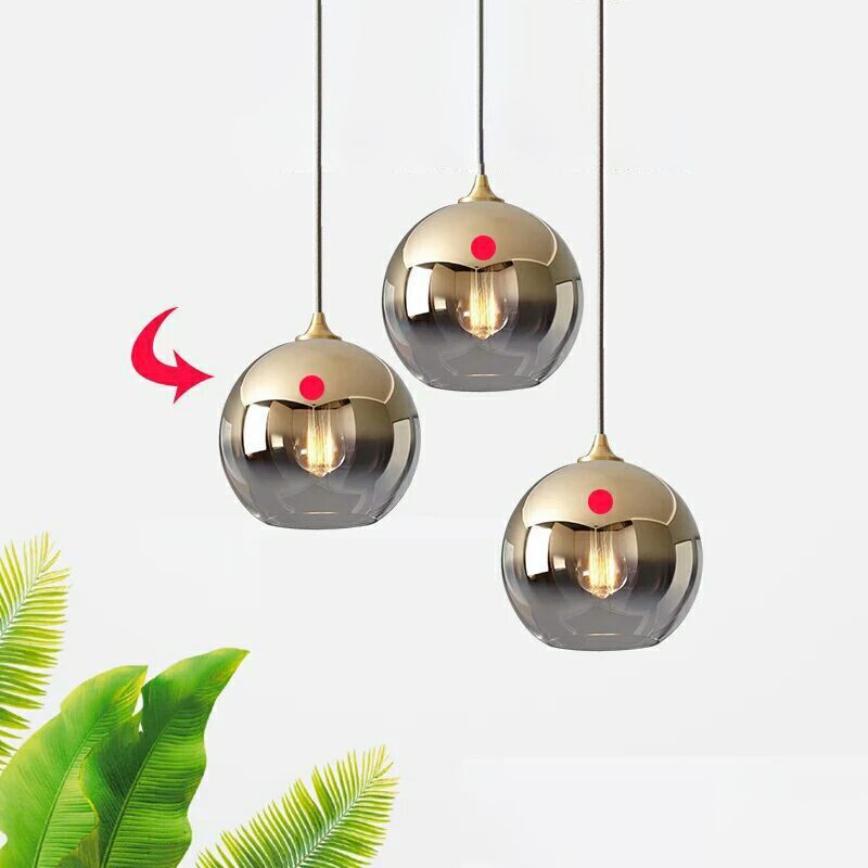 Gold Globe Single Pendant Light in Modern Creative Style Wrought Iron Hanging Lamp with Glass Shade