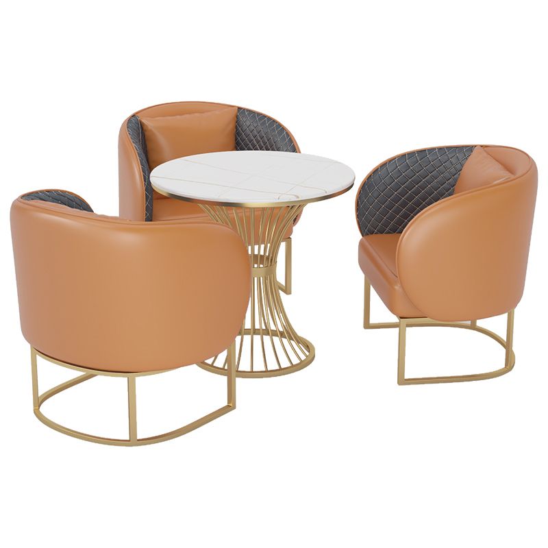 Glam Style Sintered Stone Dining Set Round 1/2/3/4/5 Pieces Dining Table Set for Home Use