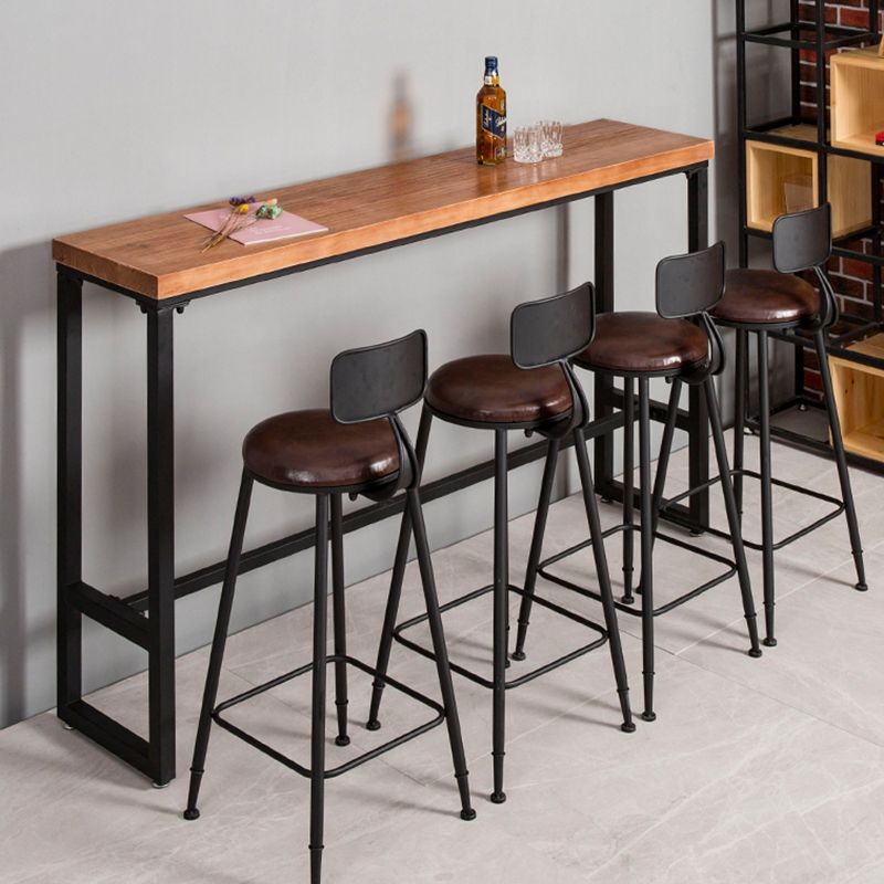 Industrial Bar Height Table Solid Wood Top BistroTable for Patio Use