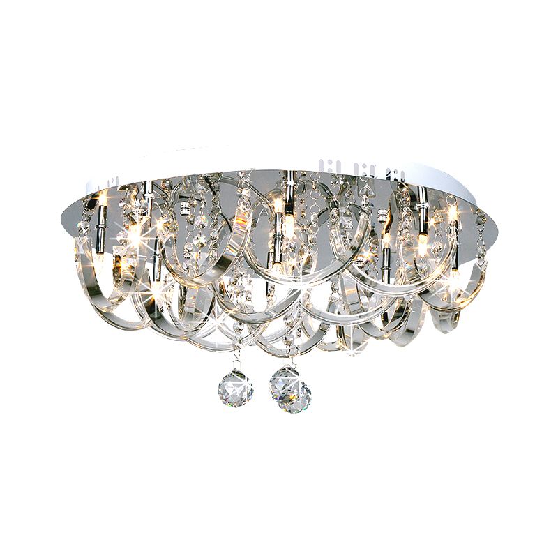 Twisted Clear Crystal Flush Mount Lighting Fixture Modernism 8 Heads Bedroom Ceiling Light