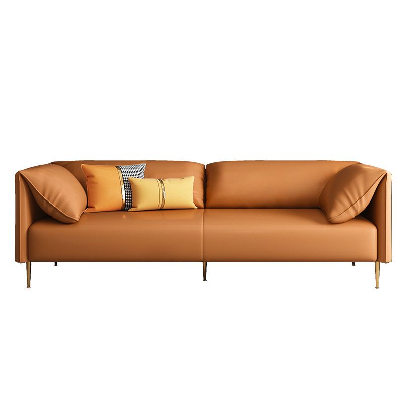 Faux Leather Modern Pillow Top Arm Sofa Standard Sofa for Living Room, Apartment