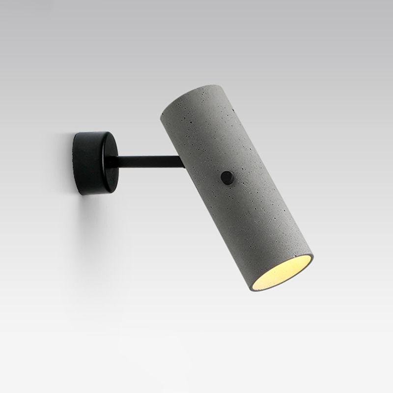 Cylindrical Shade Cement Wall Spotlight Minimalistic Grey LED Wall Lighting Fixture
