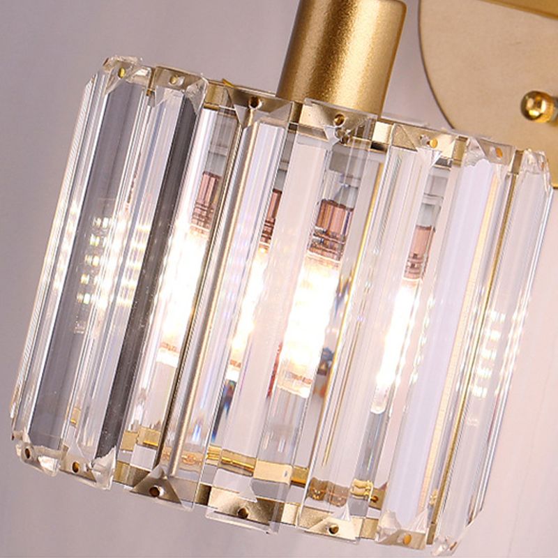 Crystal Cylinder Shape Wall Light Modern Style 1 Light Wall Light Sconce