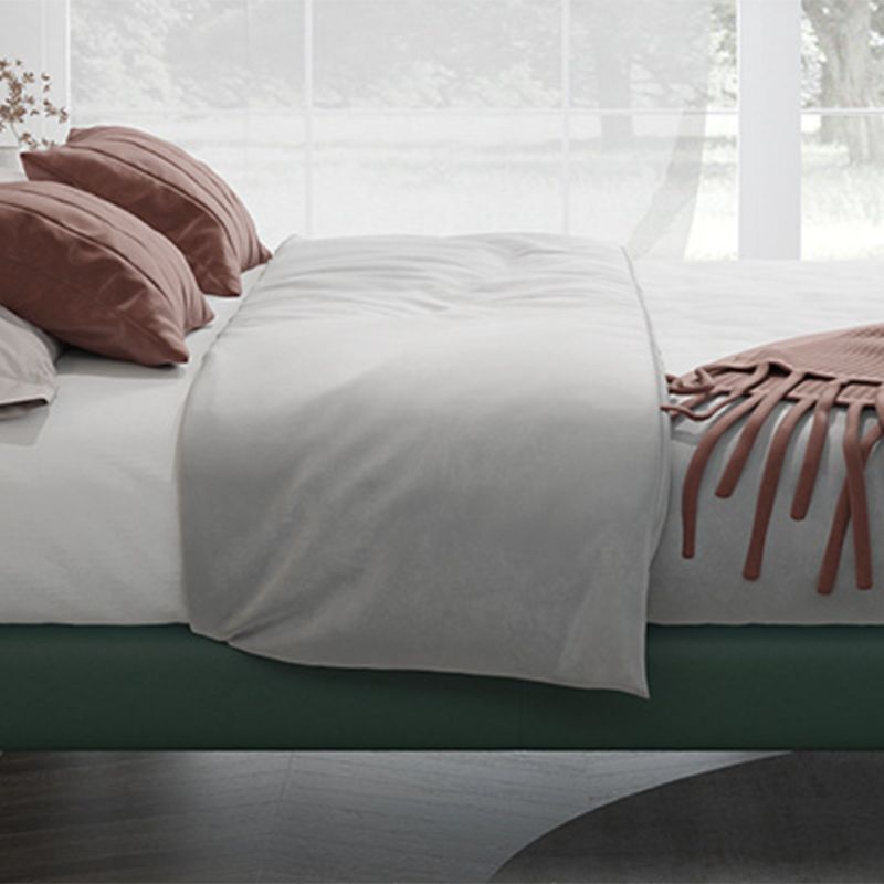 Luxurious Tufted Upholstered Bed Frame King and Queen Size Panel Bed in Dark Green