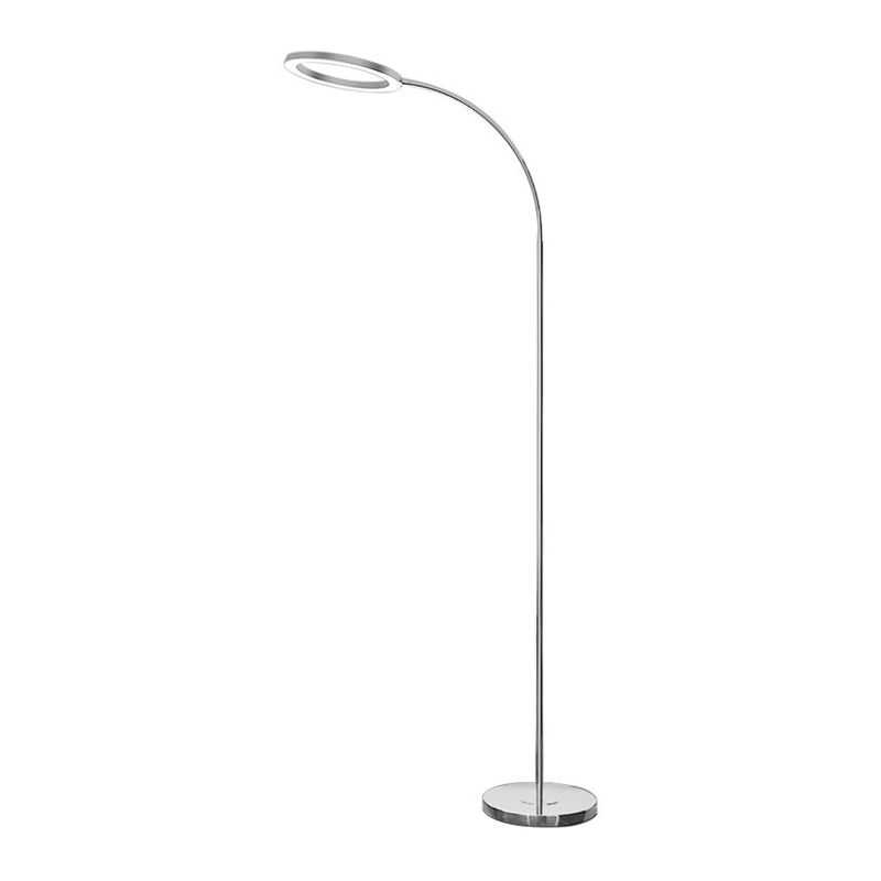 Aluminum O-shaped LED Floor Light Simple Silver Gooseneck Standing Light